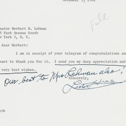 Telegram: 1962 November 9