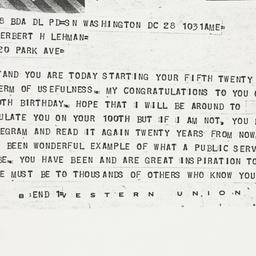 Telegram: 1958 March 28