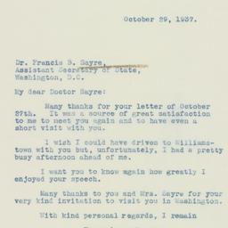 Letter: 1937 October 29