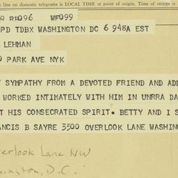 Telegram: 1963 December 6