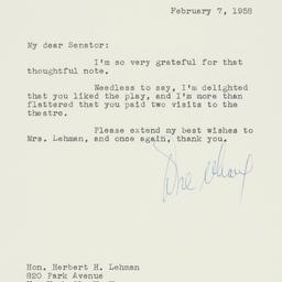 Letter: 1958 February 7