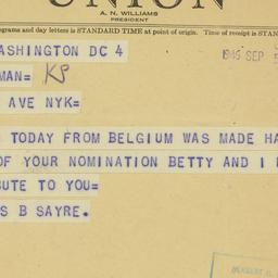 Telegram: 1946 September 5