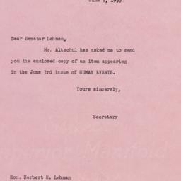 Letter: 1953 June 9