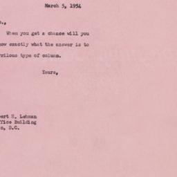 Letter: 1954 March 5