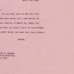 Letter: 1953 April 13