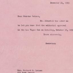 Letter: 1953 December 21