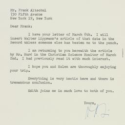 Letter: 1954 March 15