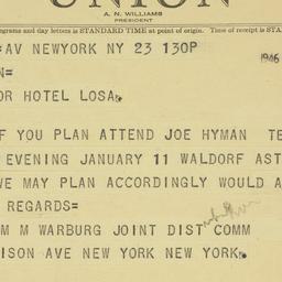 Telegram: 1946 December 23