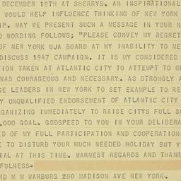Telegram: 1946 December 6