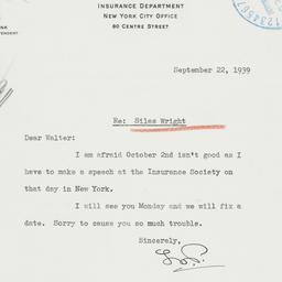 Letter: 1939 September 22