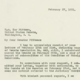Letter: 1931 February 27