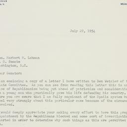 Letter: 1954 July 22
