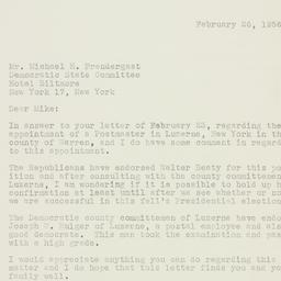 Letter: 1956 February 26