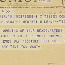 Telegram: 1950 October 4