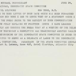 Telegram: 1960 June 24