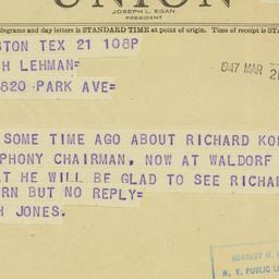 Telegram: 1947 March 21