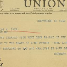 Telegram: 1942 September 18