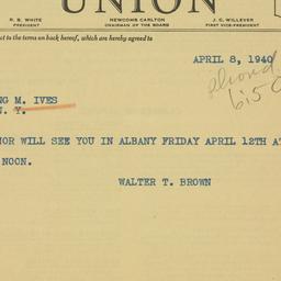 Telegram: 1940 April 8