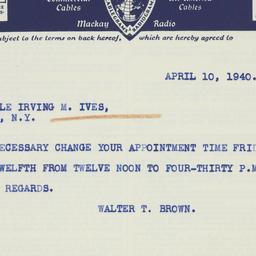 Memorandum: 1940 April 10