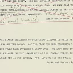 Telegram: 1960 November 9
