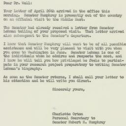 Letter: 1957 April 29