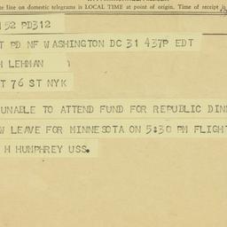 Telegram: 1961 May 31
