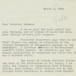 Letter: 1934 March 9