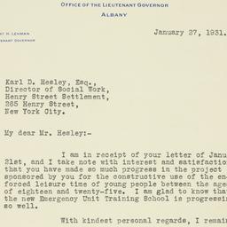 Letter: 1931 January 27