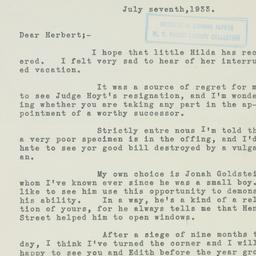 Letter: 1933 July 7