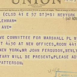 Telegram: 1947 November 24