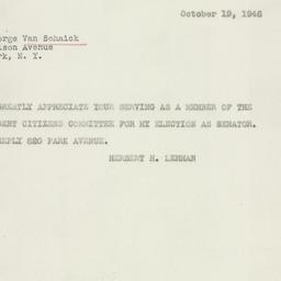 Telegram: 1946 October 19