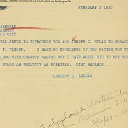 Telegram: 1937 February 2
