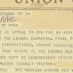 Telegram: 1949 November 4