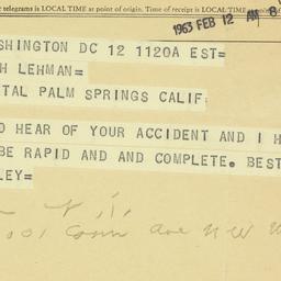 Telegram: 1963 February 12