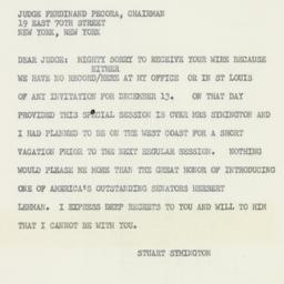 Telegram: 1954 November 12