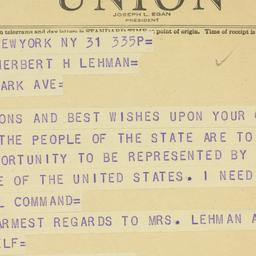 Telegram: 1949 August 31