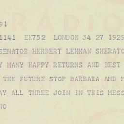 Telegram: 1956 March 28