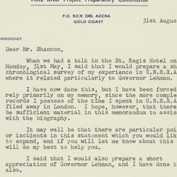 Letter: 1954 August 31
