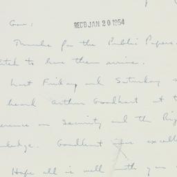 Letter: 1954 January 18