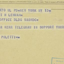 Telegram: 1956 January 15