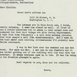 Letter: 1951 November 9