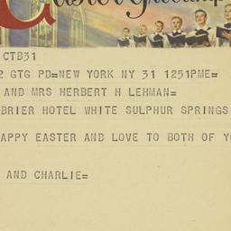 Telegram: 1956 March 31