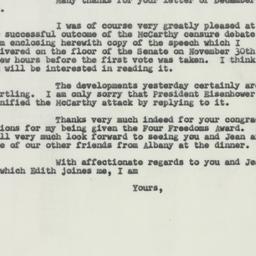 Letter: 1954 December 8