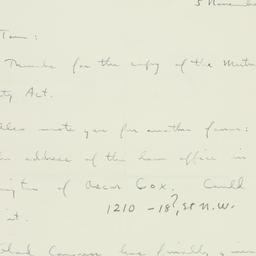 Letter: 1951 November 5