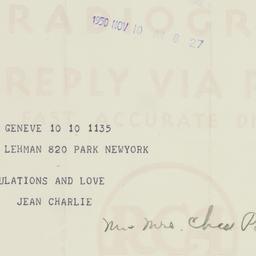 Telegram: 1950 November 10