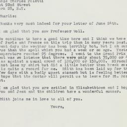 Letter: 1957 July 1