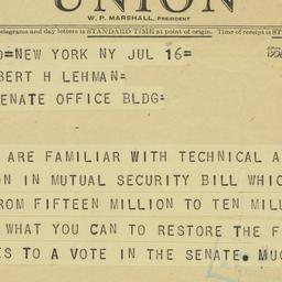 Telegram: 1956 July 17