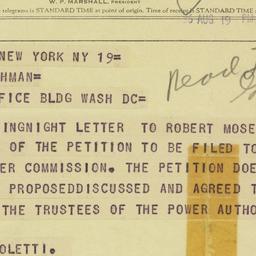 Telegram: 1956 August 19