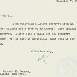 Letter: 1938 December 7