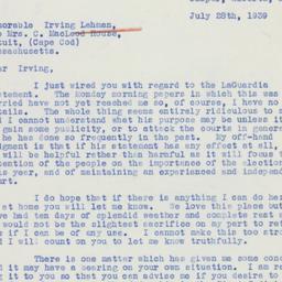 Letter: 1939 July 28